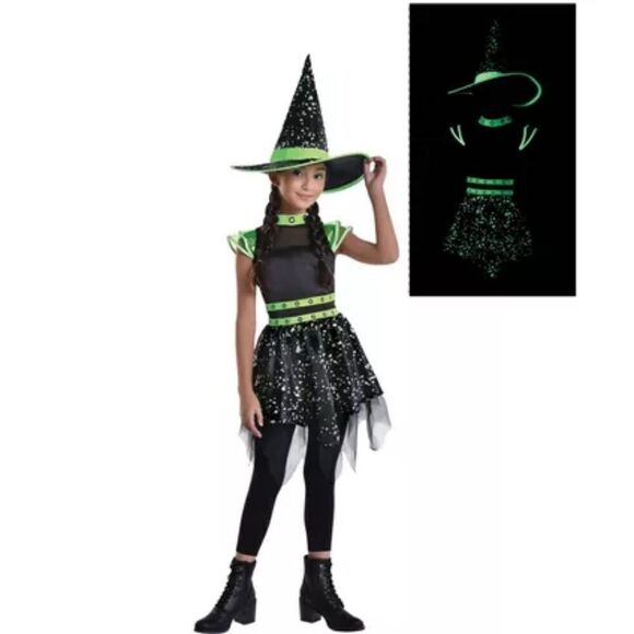 Midnight Witch Glow in the-Dark Kids Costume Medium 8-10 - Picture 1 of 12